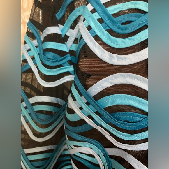 WEAVZ WAVY DESIGN OVER BLACK SHEER ZIP UP JACKET - SZ LARGE - Picture 5 of 12